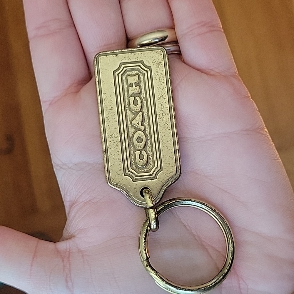 Large Vintage Coach Brass Key Chain